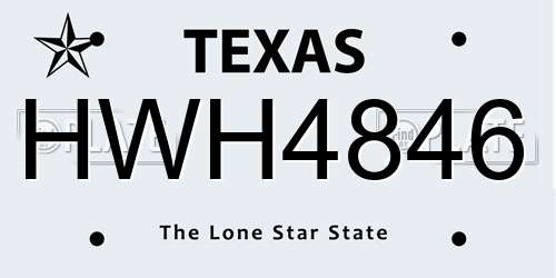 HWH4846 Texas License Plate