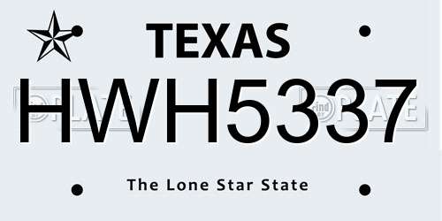 HWH5337 Texas License Plate