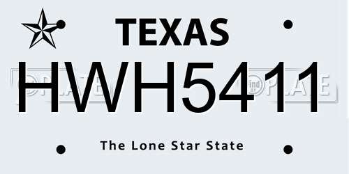 HWH5411 Texas License Plate