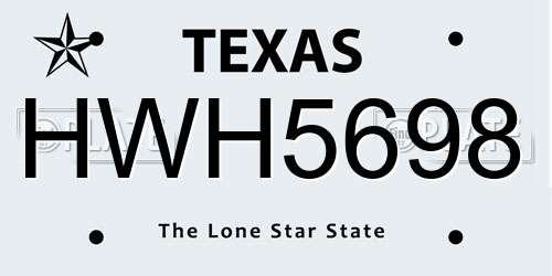 HWH5698 Texas License Plate