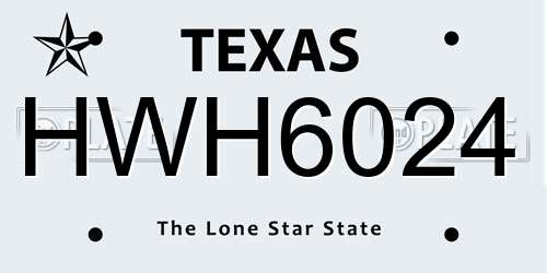 HWH6024 Texas License Plate