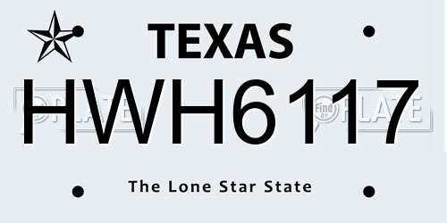 HWH6117 Texas License Plate