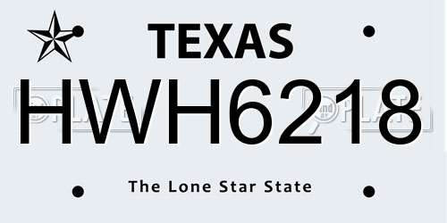 HWH6218 Texas License Plate
