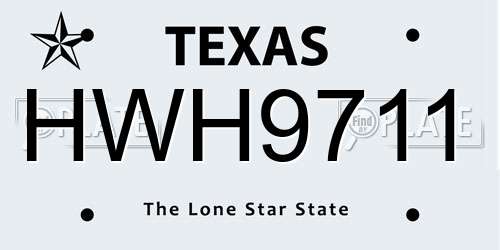 HWH9711 Texas License Plate