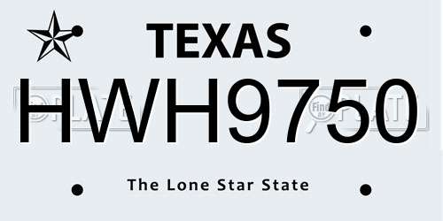 HWH9750 Texas License Plate
