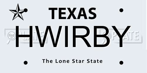 HWIRBY Texas License Plate