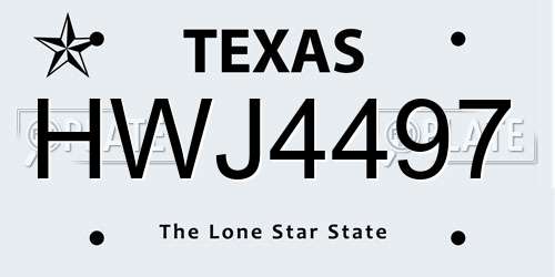 HWJ4497 Texas License Plate