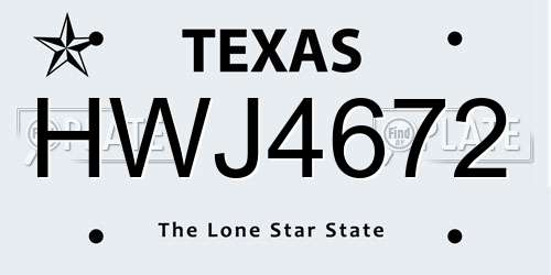 HWJ4672 Texas License Plate