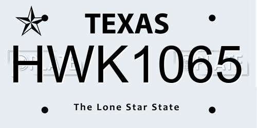 HWK1065 Texas License Plate