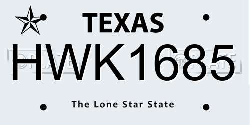 HWK1685 Texas License Plate