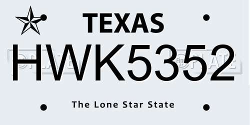 HWK5352 Texas License Plate