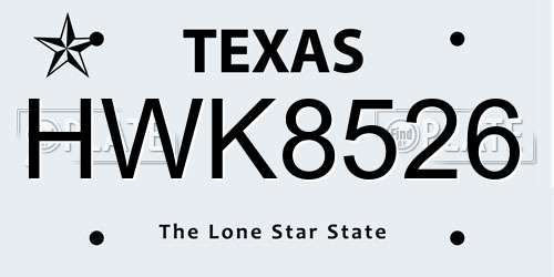 HWK8526 Texas License Plate