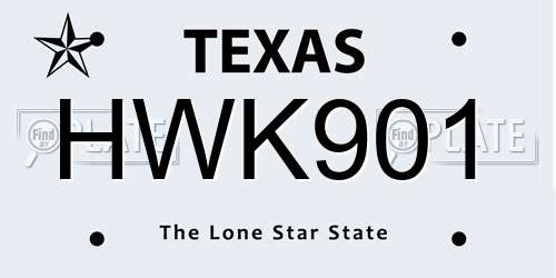 HWK901 Texas License Plate