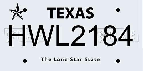 HWL2184 Texas License Plate