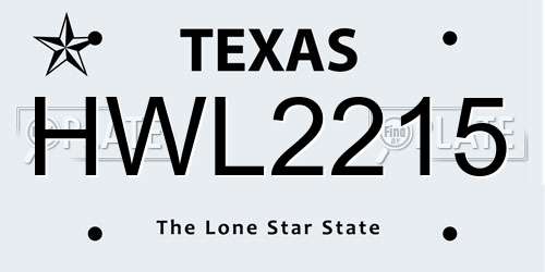 HWL2215 Texas License Plate
