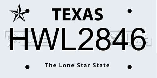 HWL2846 Texas License Plate