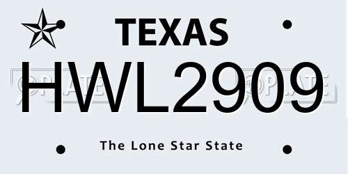 HWL2909 Texas License Plate