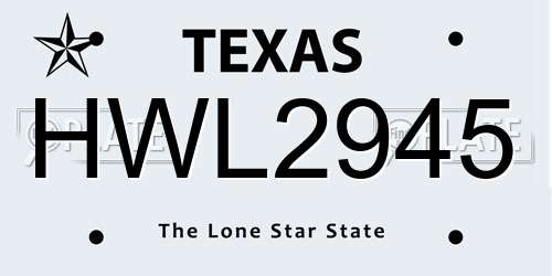 HWL2945 Texas License Plate
