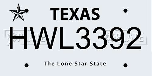 HWL3392 Texas License Plate