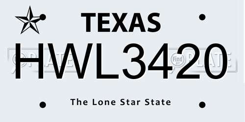 HWL3420 Texas License Plate