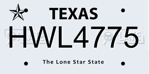 HWL4775 Texas License Plate