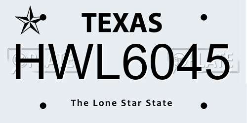 HWL6045 Texas License Plate