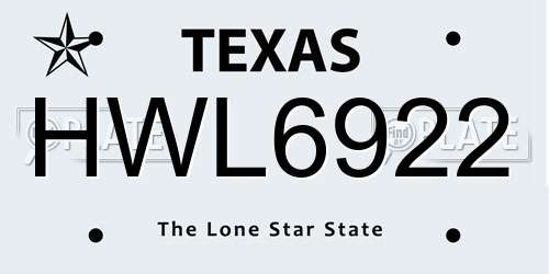 HWL6922 Texas License Plate