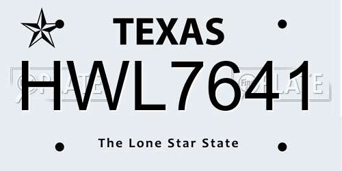 HWL7641 Texas License Plate