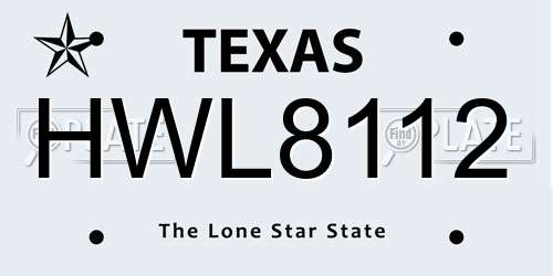 HWL8112 Texas License Plate
