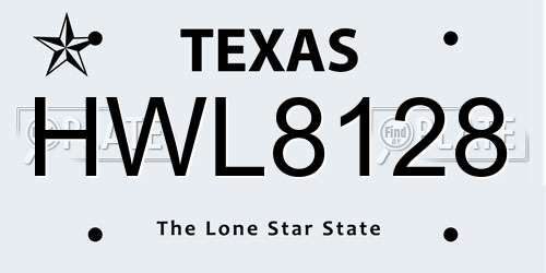 HWL8128 Texas License Plate
