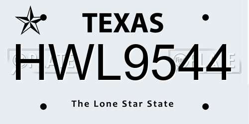 HWL9544 Texas License Plate