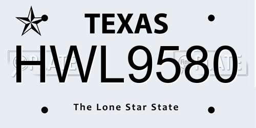 HWL9580 Texas License Plate