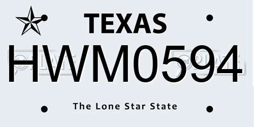 HWM0594 Texas License Plate