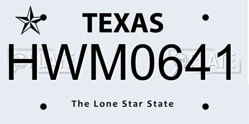 HWM0641 Texas License Plate