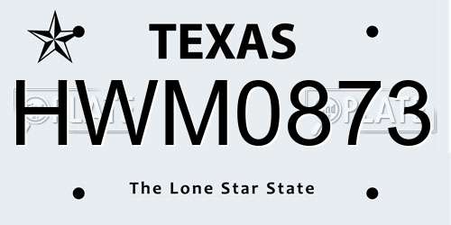 HWM0873 Texas License Plate