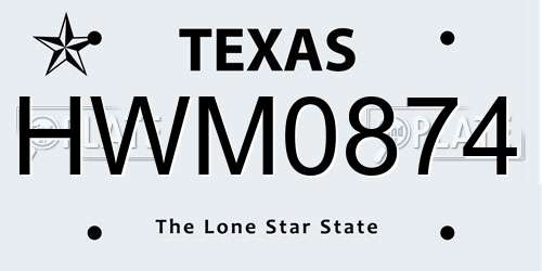 HWM0874 Texas License Plate