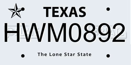 HWM0892 Texas License Plate