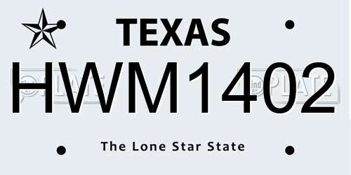 HWM1402 Texas License Plate