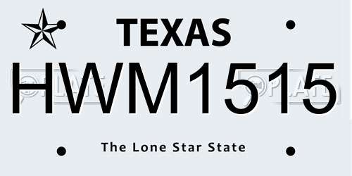 HWM1515 Texas License Plate