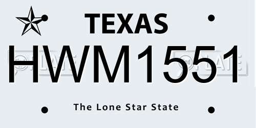 HWM1551 Texas License Plate