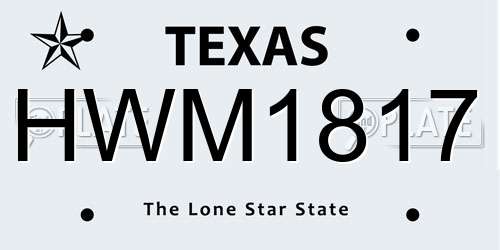 HWM1817 Texas License Plate