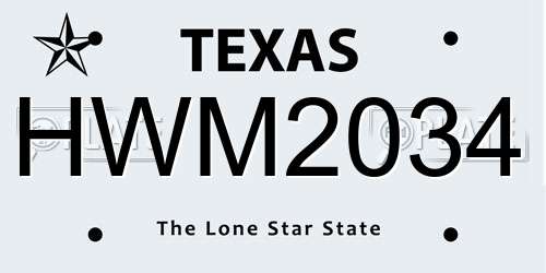 HWM2034 Texas License Plate