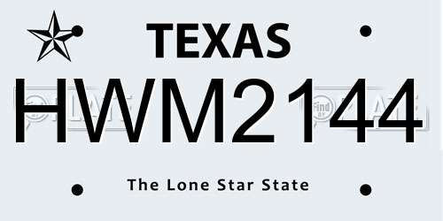 HWM2144 Texas License Plate