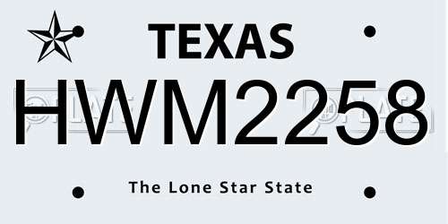 HWM2258 Texas License Plate