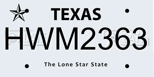 HWM2363 Texas License Plate