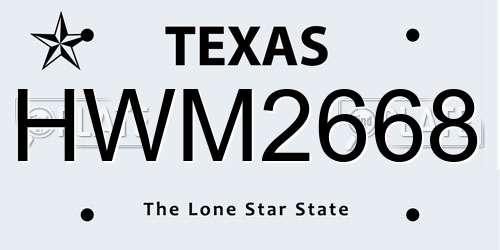 HWM2668 Texas License Plate