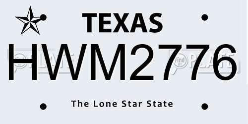 HWM2776 Texas License Plate
