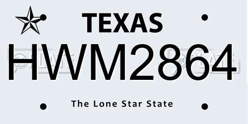HWM2864 Texas License Plate