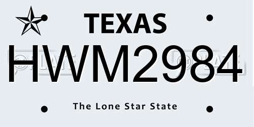 HWM2984 Texas License Plate