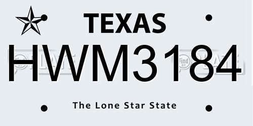 HWM3184 Texas License Plate